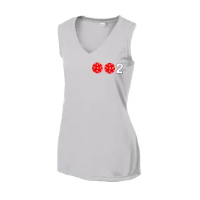 002 With Pickleballs (Rainbow Orange Red Cyan) Customizable | Women’s Sleeveless Athletic Shirt | 100% Polyester