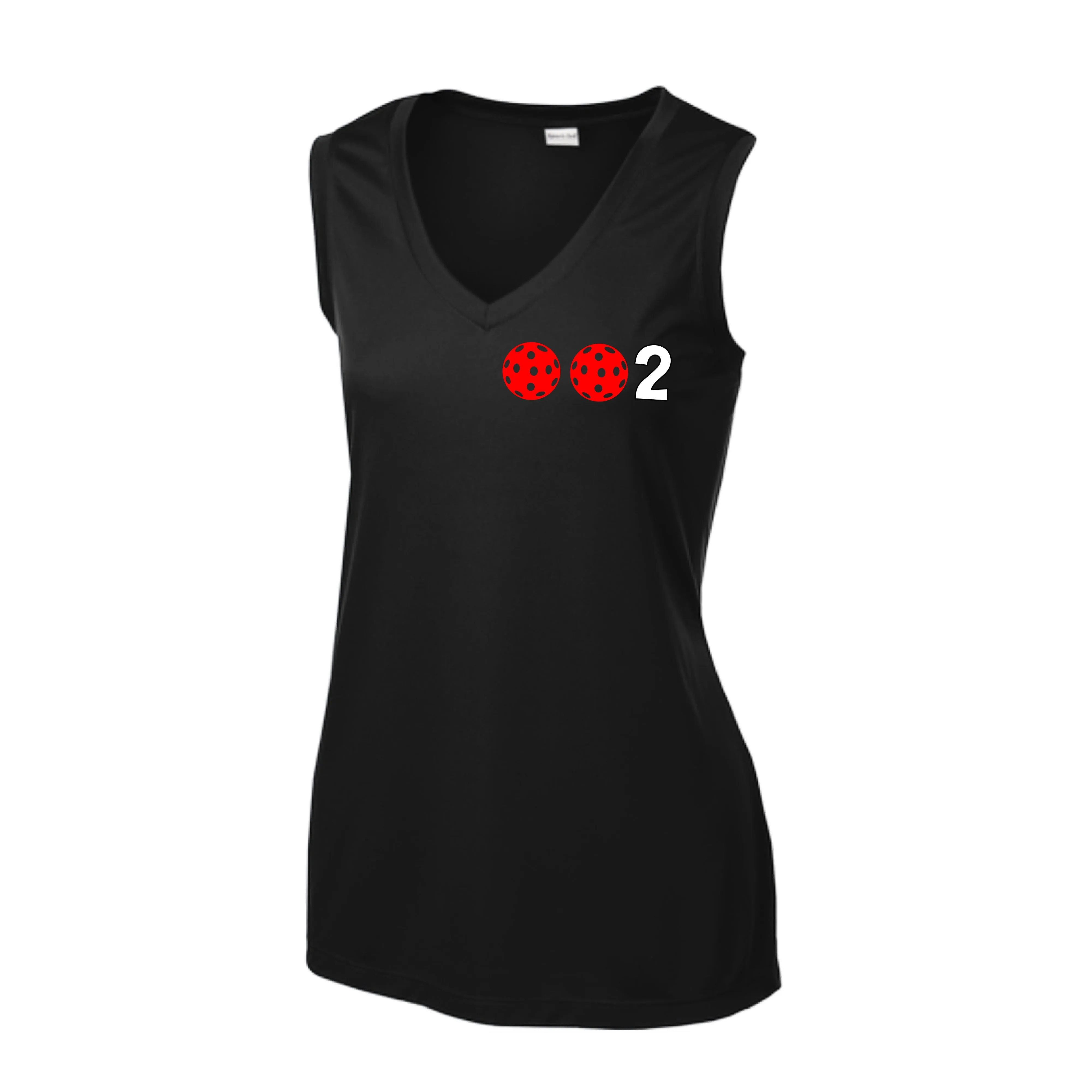 002 With Pickleballs (Rainbow Orange Red Cyan) Customizable | Women’s Sleeveless Athletic Shirt | 100% Polyester