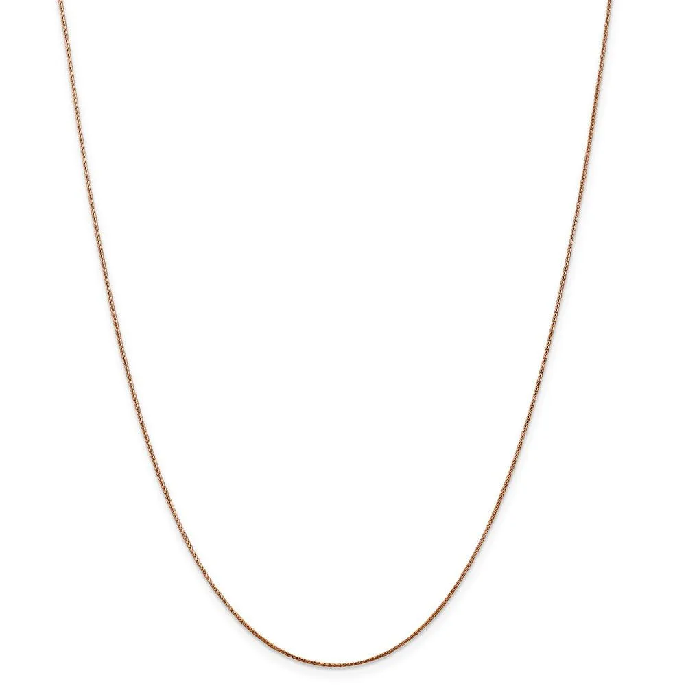 0.65mm 14k Rose Gold Diamond Cut Spiga Chain Necklace