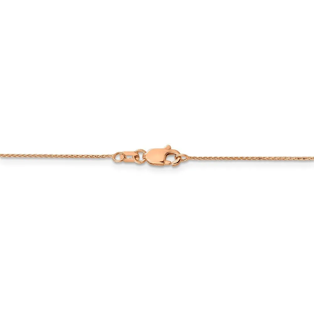 0.65mm 14k Rose Gold Diamond Cut Spiga Chain Necklace