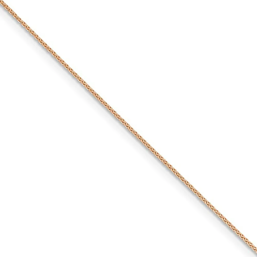 0.65mm 14k Rose Gold Diamond Cut Spiga Chain Necklace