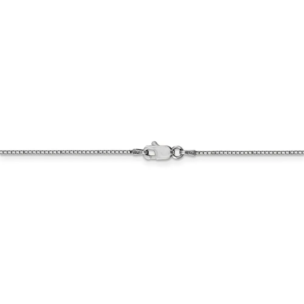 0.9mm, 14k White Gold, Box Chain Bracelet, 7 Inch