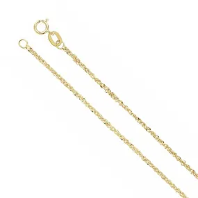 1.25mm 14K Yellow Gold Diamond Cut Solid Singapore Chain Necklace