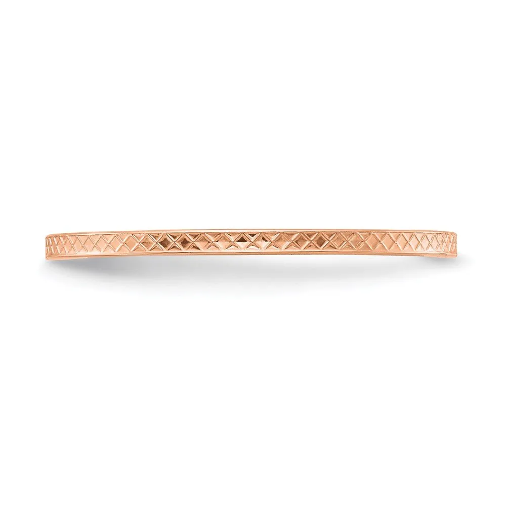 1.2mm 14k Rose Gold Crisscross Flat Stackable Band