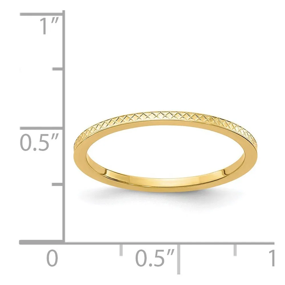 1.2mm 14k Yellow Gold Crisscross Flat Stackable Band