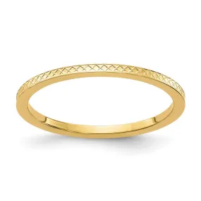 1.2mm 14k Yellow Gold Crisscross Flat Stackable Band