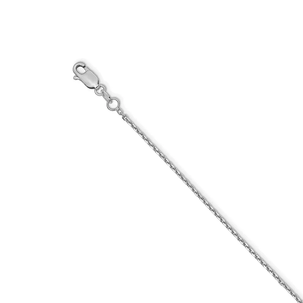 1.4mm 14k White Gold Solid Diamond Cut Cable Chain Necklace