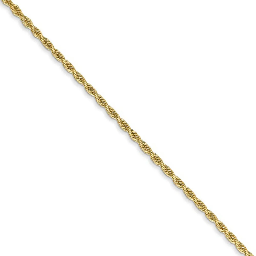 1.5mm 14k Yellow Gold Solid Diamond Cut Rope Chain Necklace