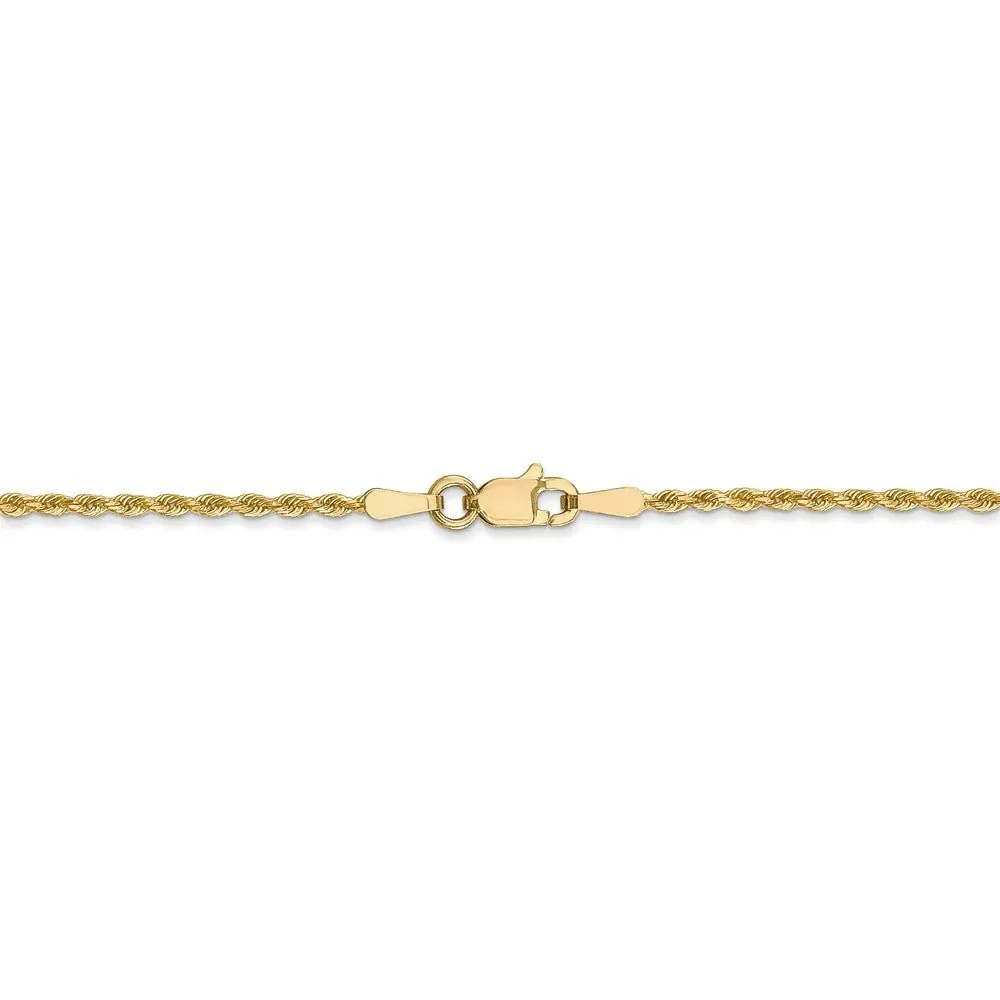 1.5mm 14k Yellow Gold Solid Diamond Cut Rope Chain Necklace