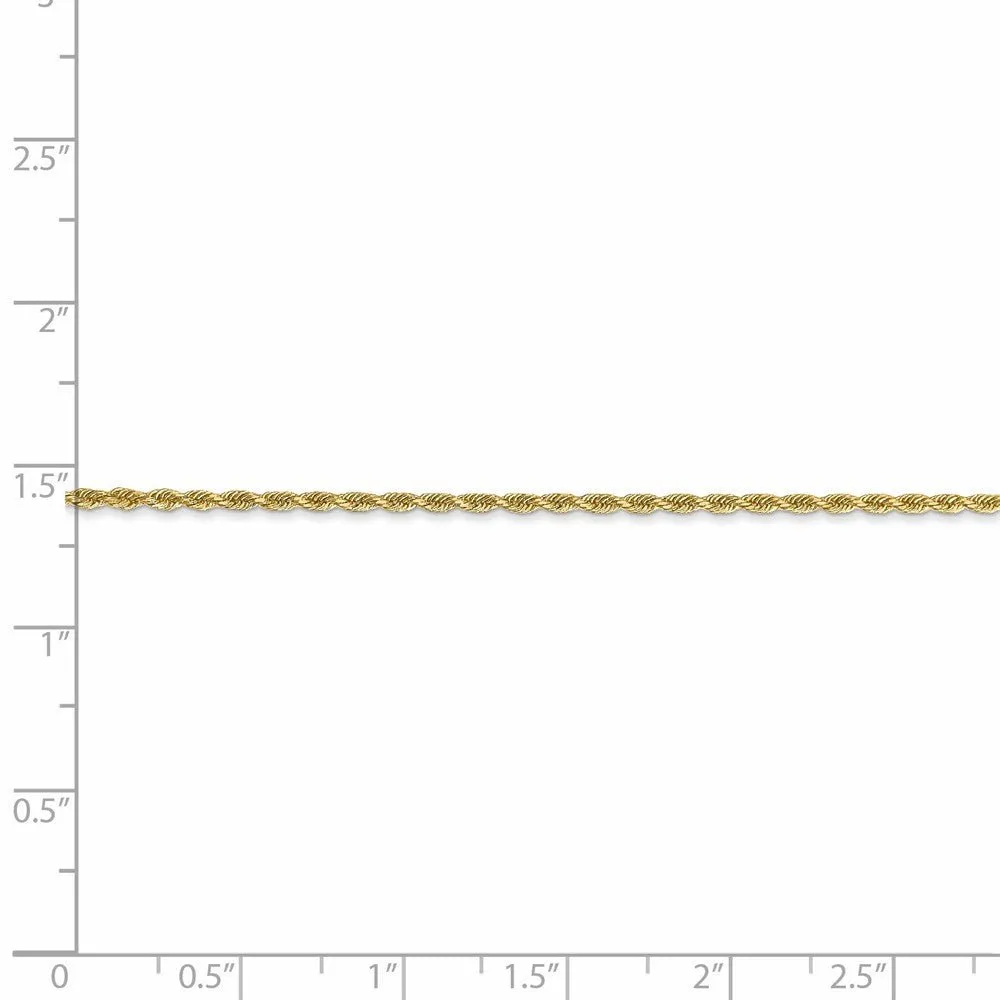 1.5mm 14k Yellow Gold Solid Diamond Cut Rope Chain Necklace