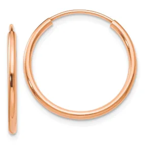 1.5mm x 19mm 14k Rose Gold Polished Endless Tube Hoop Earrings