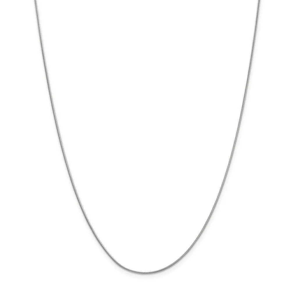 .90mm, 10 Karat White Gold, Round Snake Chain - 18 inch