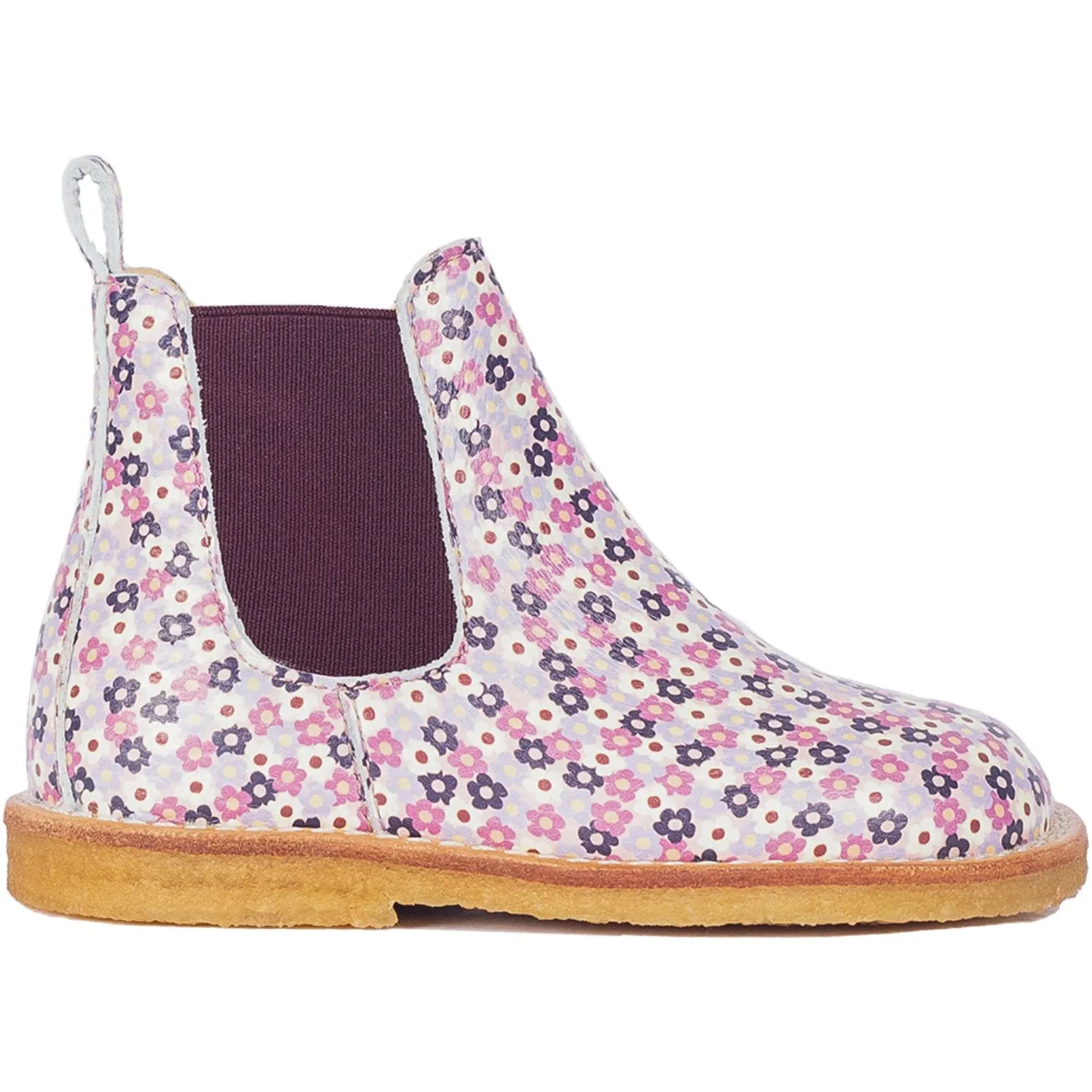 Angulus Heather Flowers/Bordeaux Classic Chelsea Boot with Elastic and Zipper