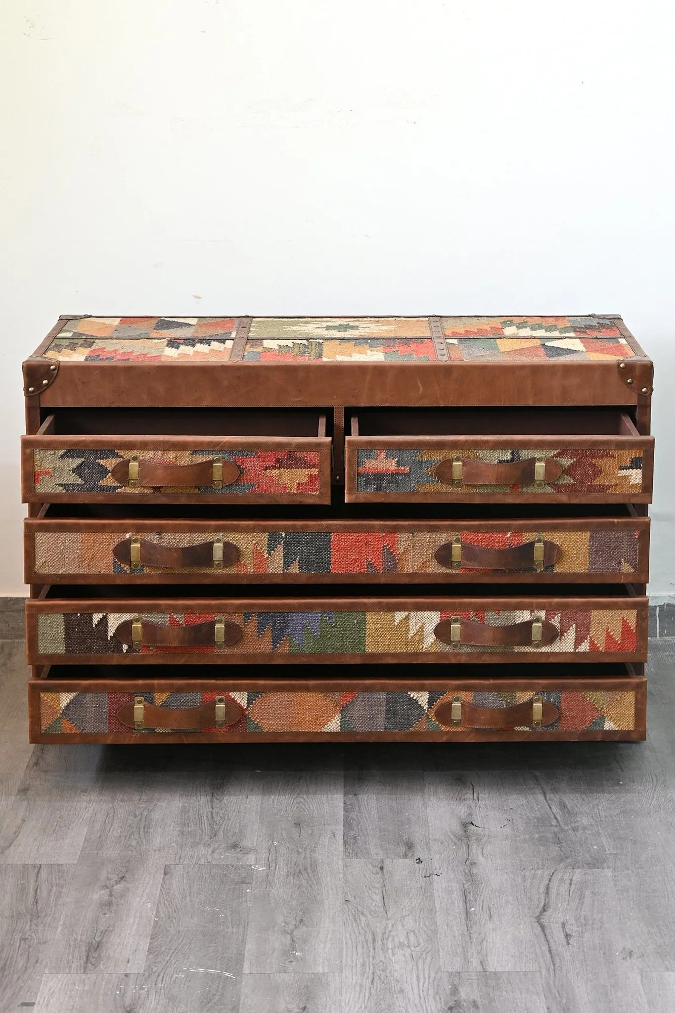 AXIS CHEST OF DRAWERS - KILIM AND LEATHER