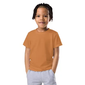 Beach Day Ready: Boys' Short Sleeve Solid Color Rash Guard - Raw Sienna