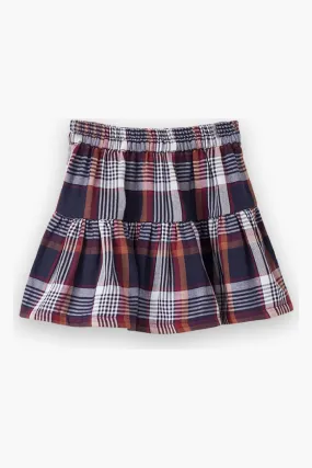 Beet World Tiered Girls Skirt - Brown Plaid