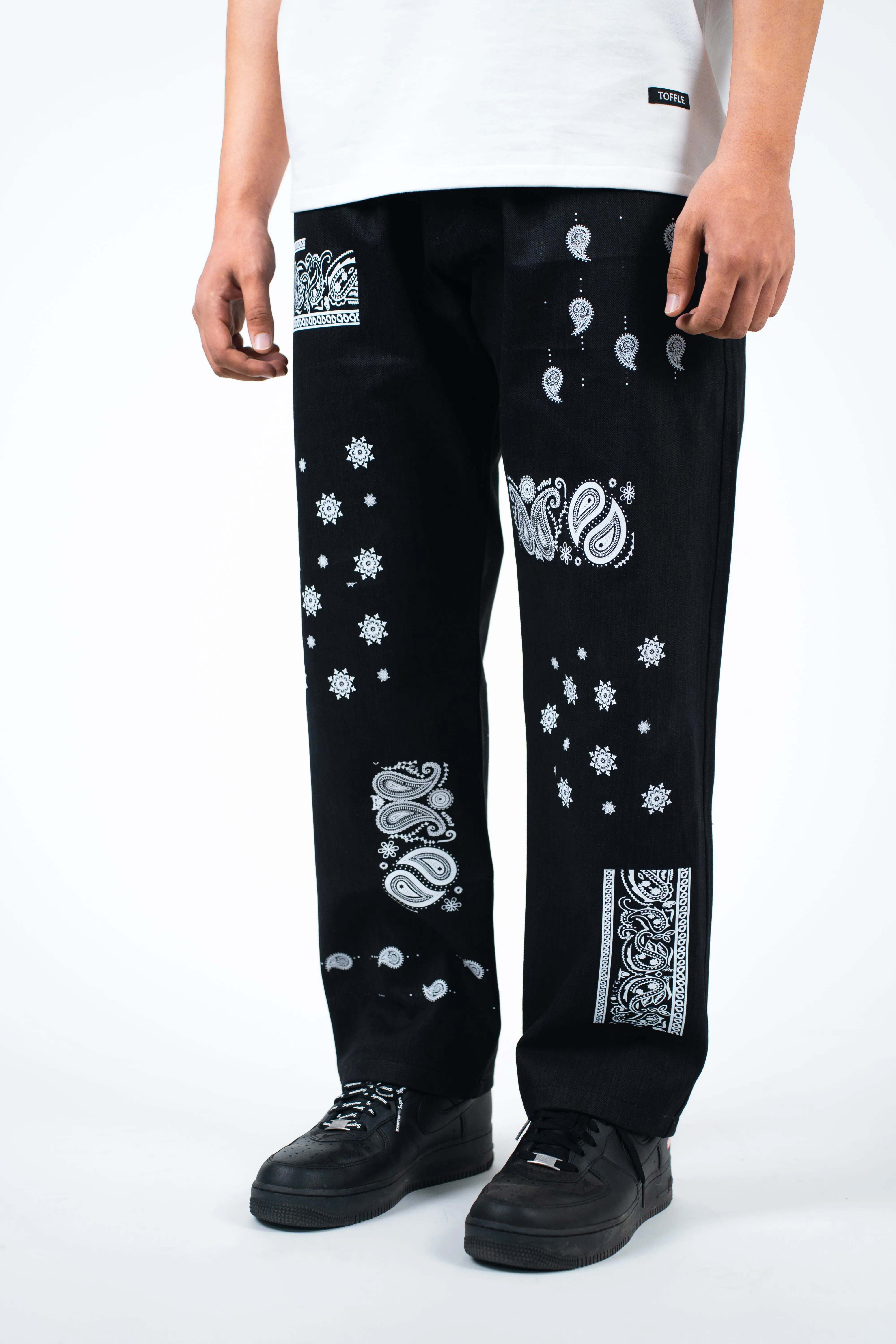 Black Block Paisley Jeans