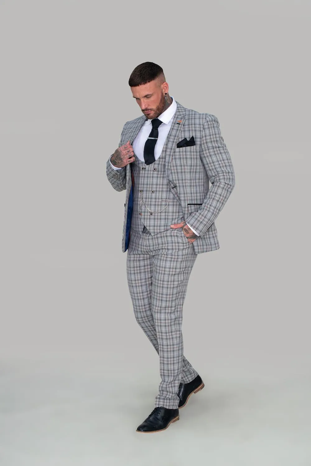 Callie Grey Check Skinny Three Piece Suit