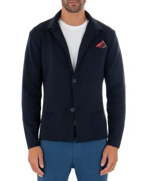 Cardigan Uomo Giacca Con Bottoni Maglia Maglioncino Tinta Unita Blu Casual GIOSAL-M2664A