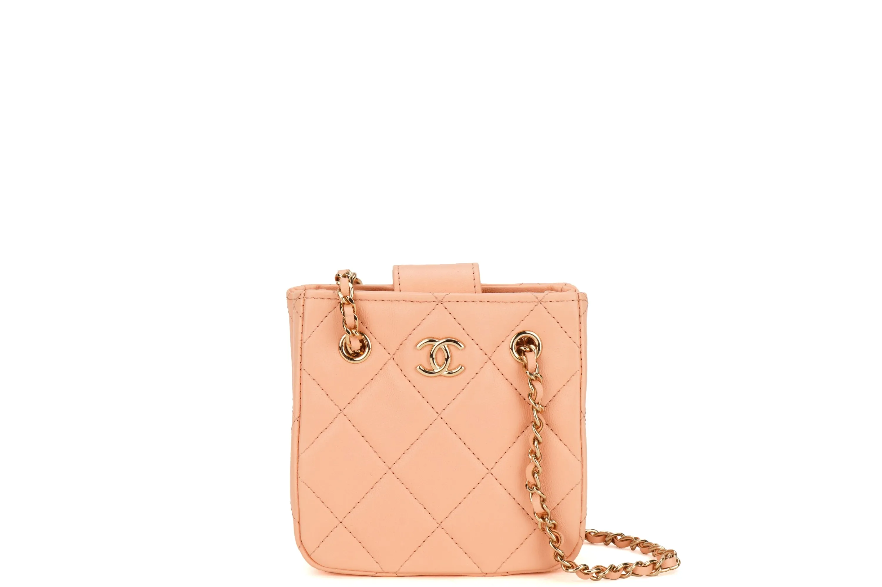 CHANEL 2022 CRUISE CHAIN CLUTCH (3183xxxx) PINK LAMBSKIN GOLD HARDWARE, WITH CARD, DUST COVER & BOX