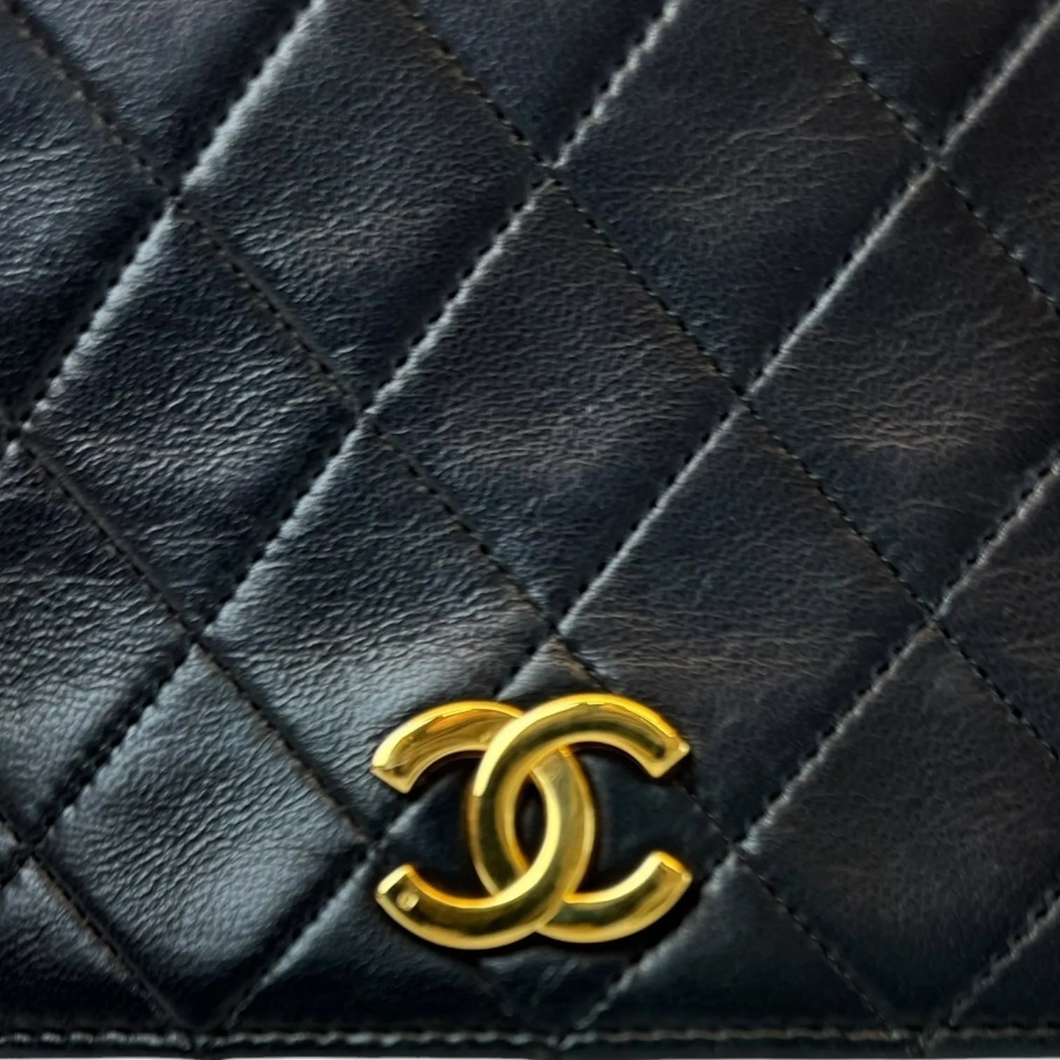 Chanel Flap Bag Push Lock Medium Black Lambskin Gold