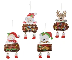 Christmas Character Window Dangler 4 Asst