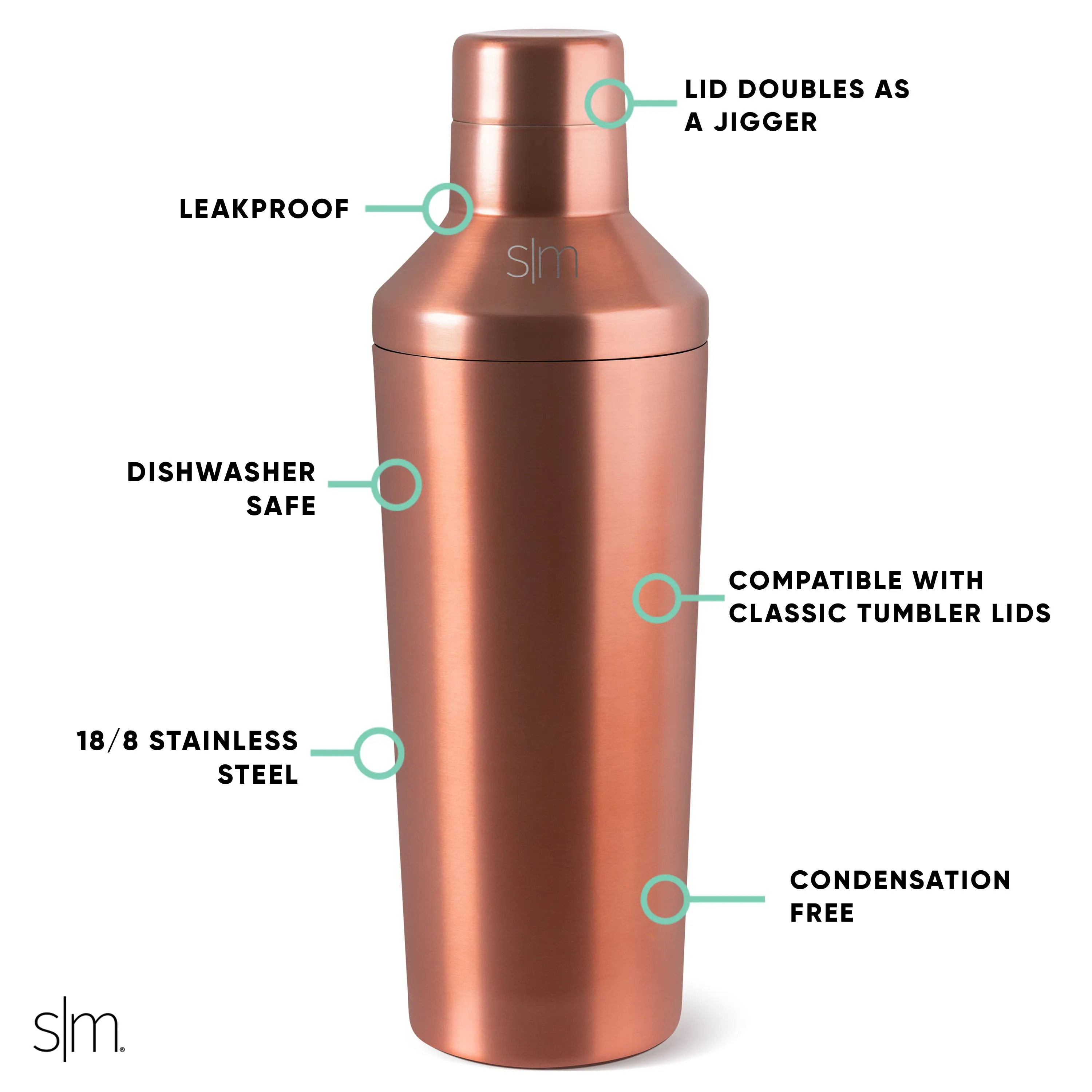 Classic Cocktail Shaker with Jigger Lid