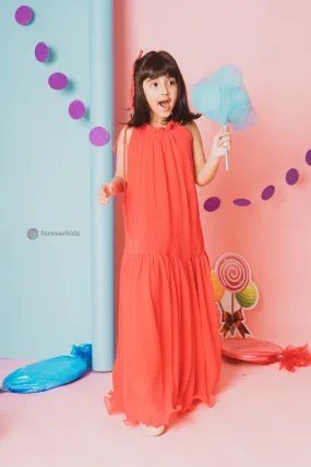 Coral Taffe Maxi Dress