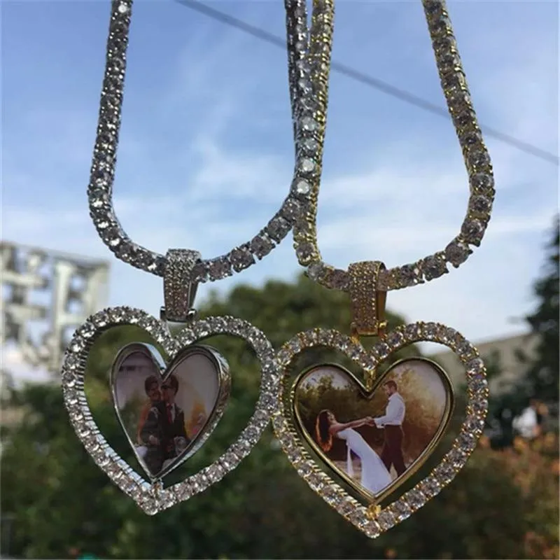 Custom Made Photo Heart Rotating Double-sided Medallions Necklace Christmas Gifts For Dad