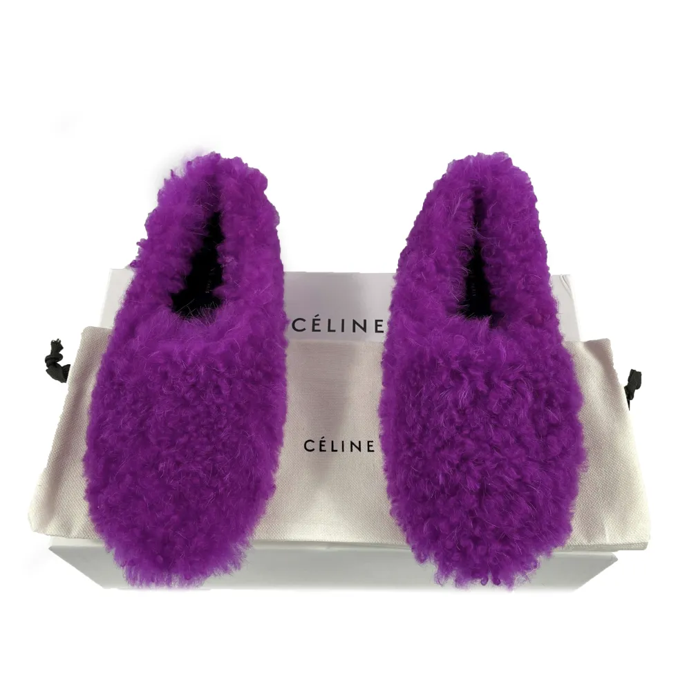 Céline - New w/o Tags - Phoebe Philo Shearling Loafer Flats - Fuchsia - 37- US 7