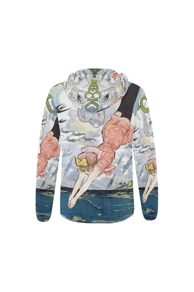 Diver All Over Print Full Zip Hoodie for Women (Model H14)