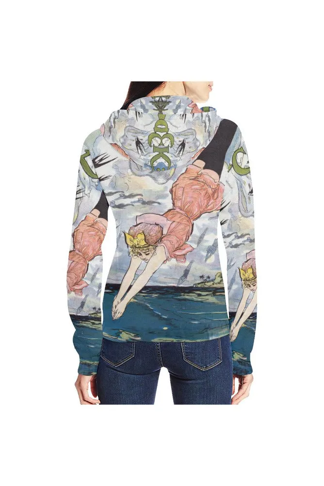 Diver All Over Print Full Zip Hoodie for Women (Model H14)