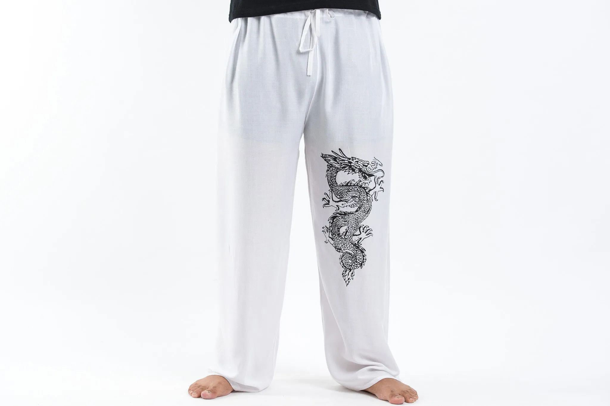 Dragon Men's Thai Yoga Pants in White