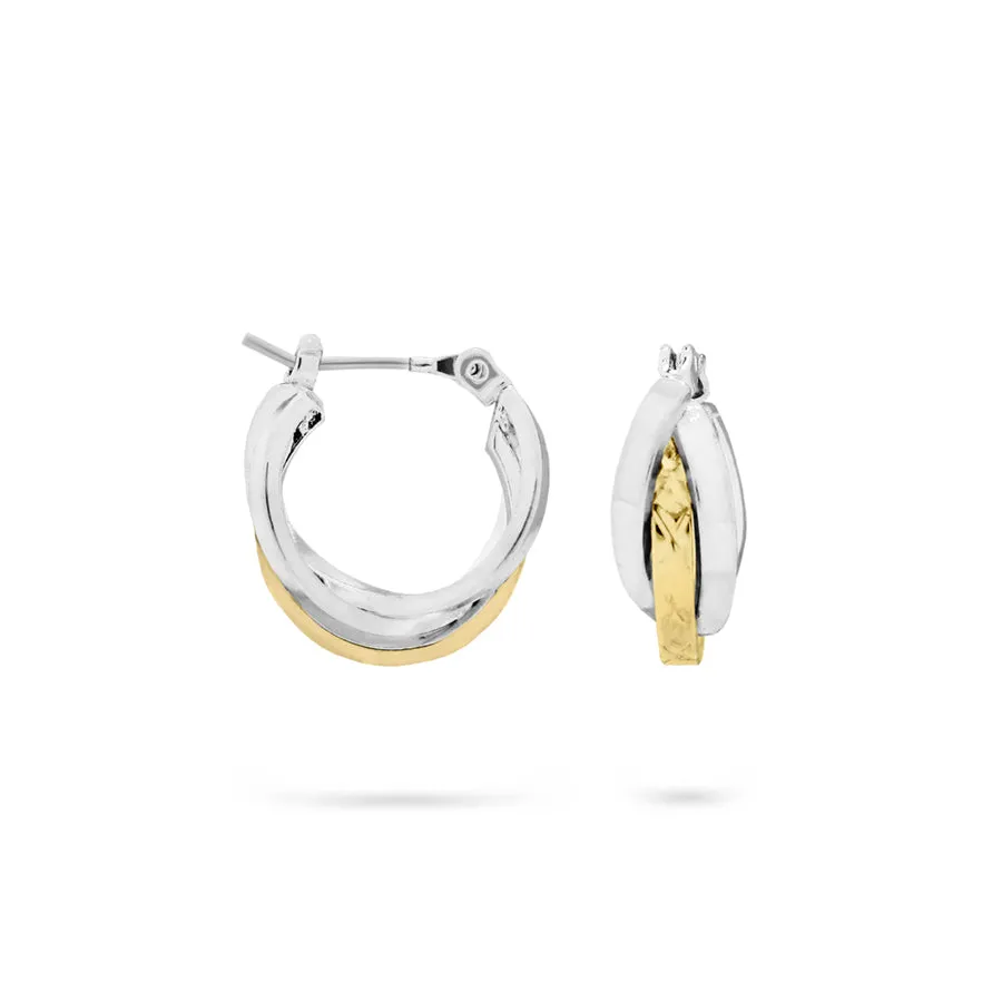 Ear Sense Earring F5-1308 15mm Silver Multi Ring Hoops