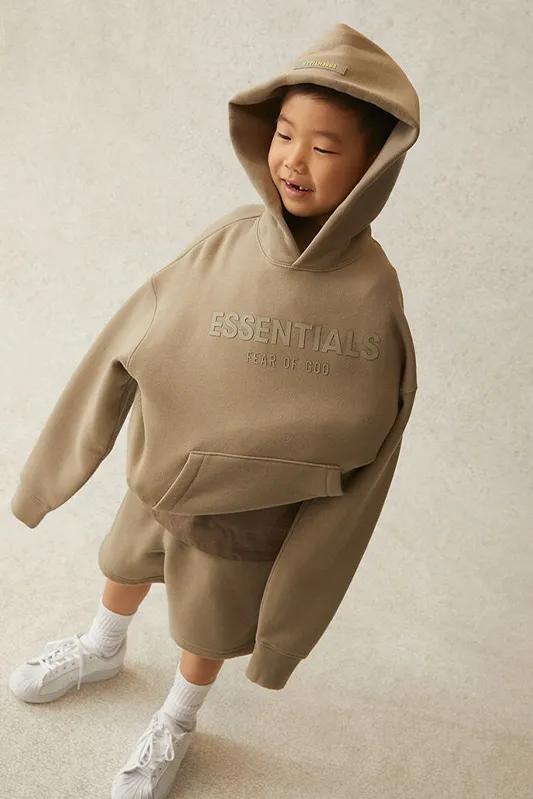 FEAR OF GOD ESSENTIALS HOODIE MOSS KIDS/JR