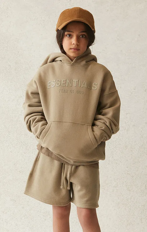 FEAR OF GOD ESSENTIALS HOODIE MOSS KIDS/JR