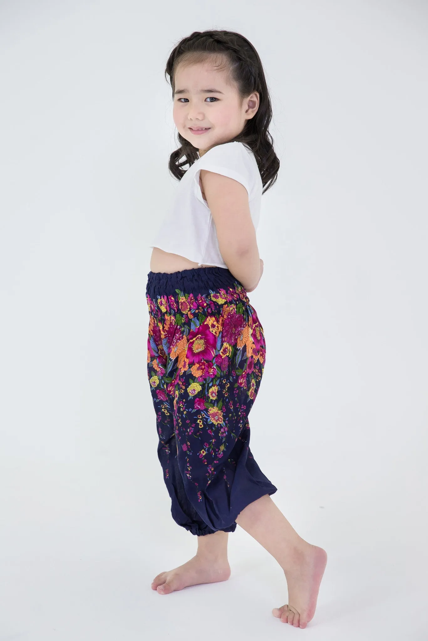 Floral Kids Harem Pants in Blue