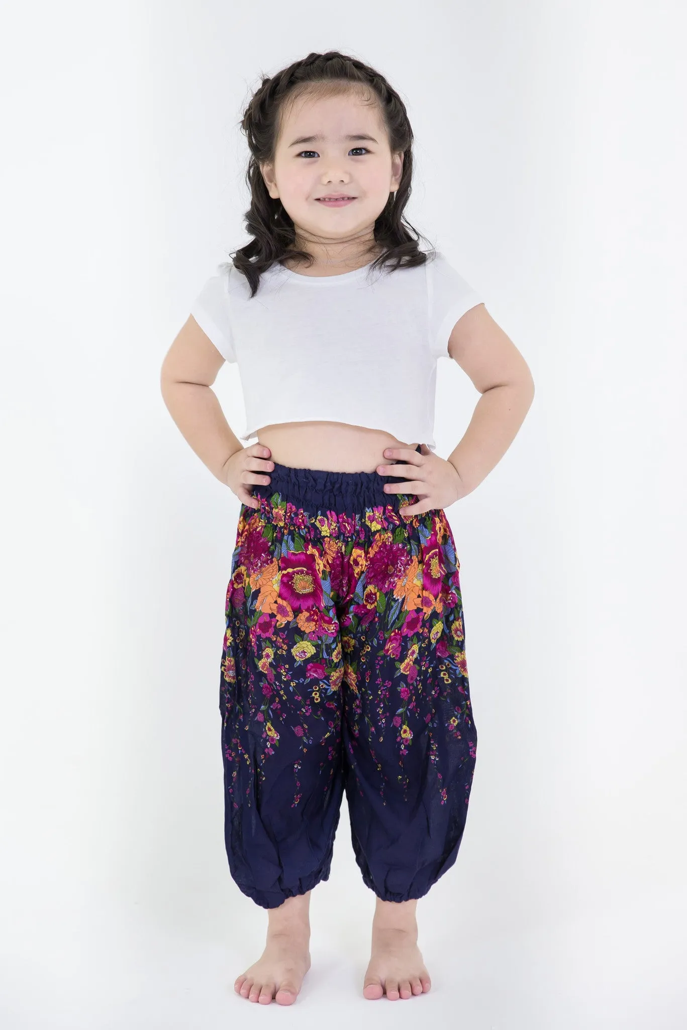 Floral Kids Harem Pants in Blue