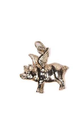 Flying Pig Charm •   14k yellow gold