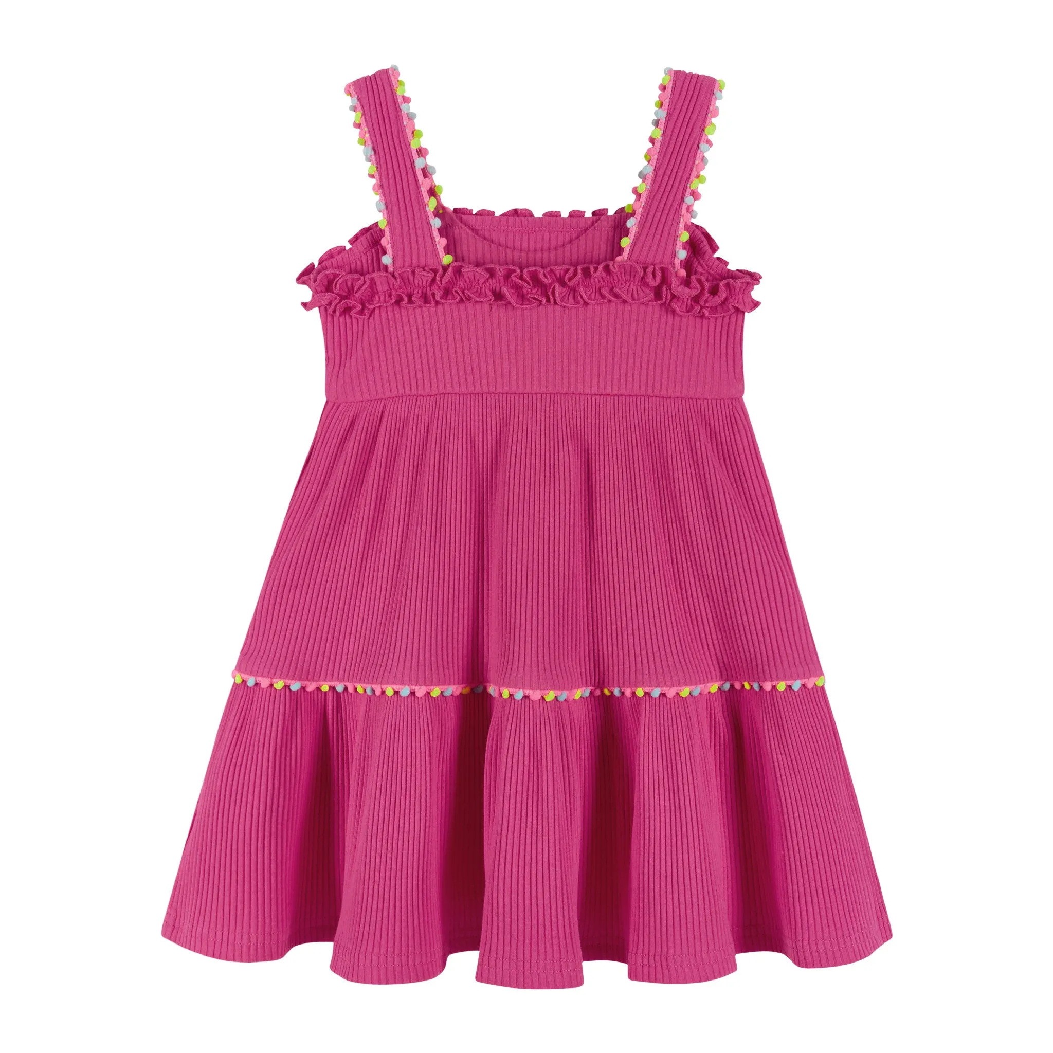 Fuchsia Rib Knit Dress w/Ruffle Details