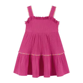 Fuchsia Rib Knit Dress w/Ruffle Details