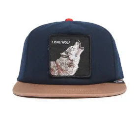 Goorin Bros One Pack {Lone Wolf} Flat Brim Trucker Hat (Navy)