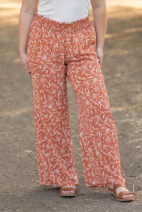 IN STOCK Presley Palazzo Pants - Rust Leaves