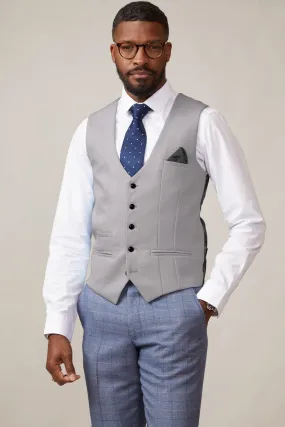 KELVIN - Silver Single Breasted Waistcoat