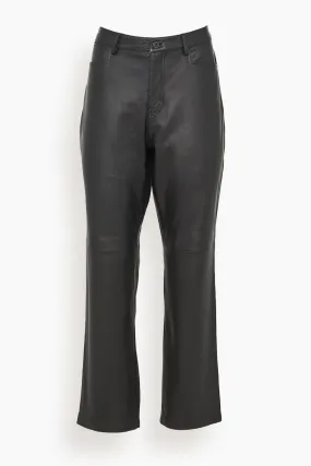 Leather Straight Pant in Black