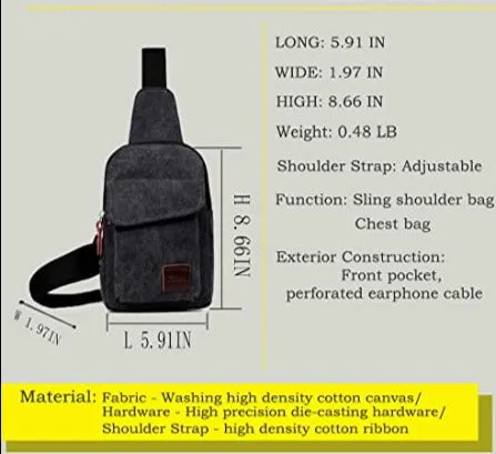 LHFashion™ Men's Canvas Crossbody Sling Chest Bag - Shoulder Day Bag