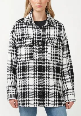 Liesel Women's Shacket in Black & White Glen Plaid - JK0011F