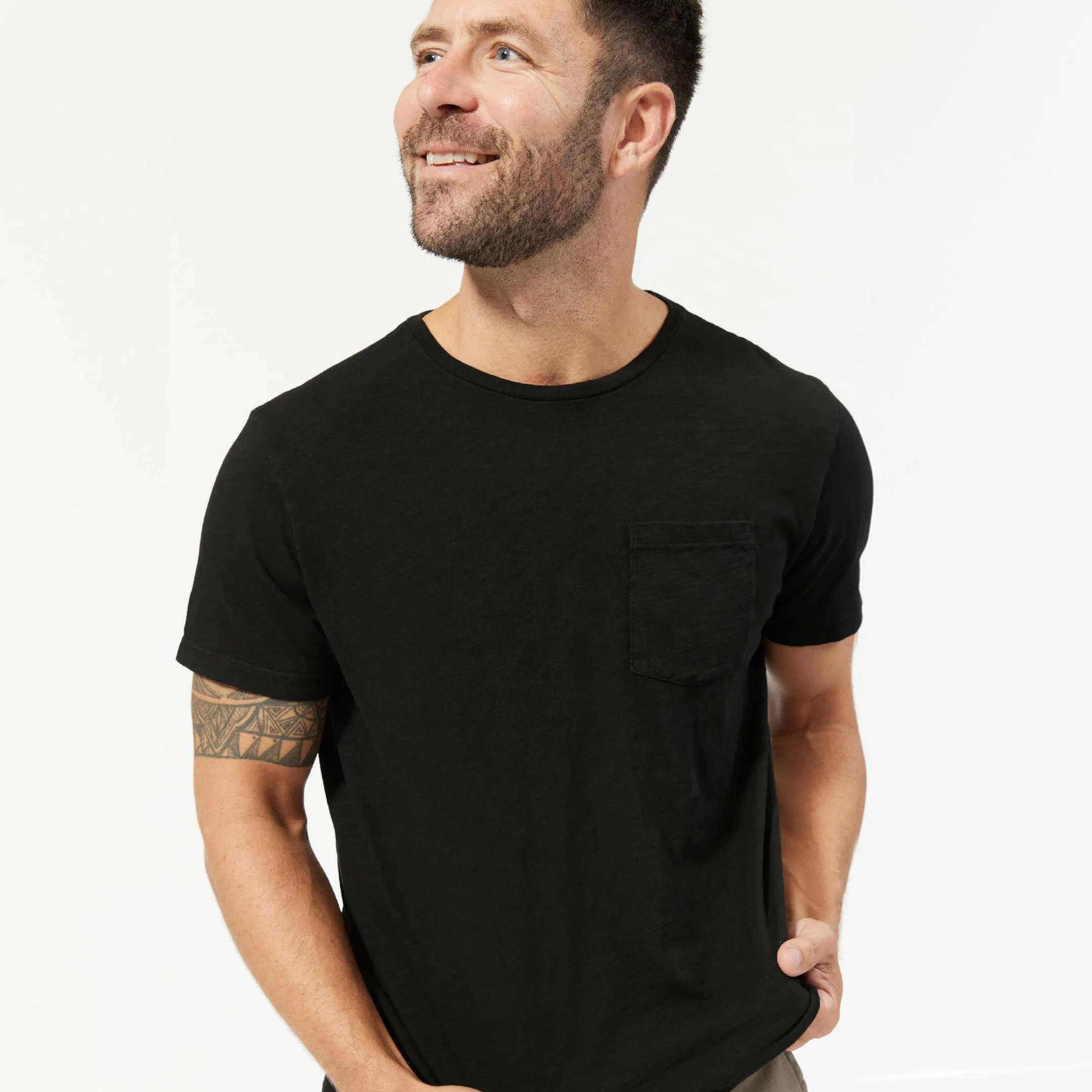 Lightweight Washed Black Crew Neck Tee