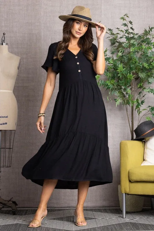 Lisa Black & Ruffle Summer Dress