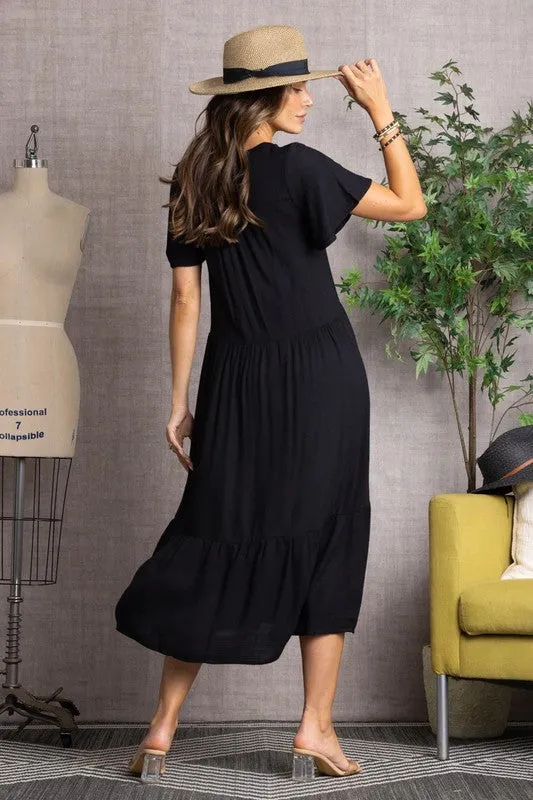 Lisa Black & Ruffle Summer Dress